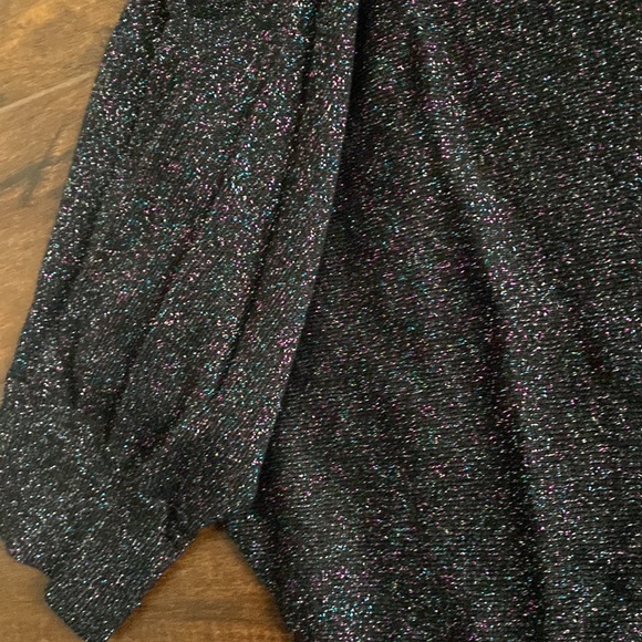 Express - Dolman Cold Shoulder Lightweight Sparkle/Glitter Sweater - Small - BLK - Picture 3 of 5